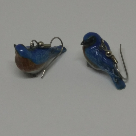 Porcelain Bird drop Earrings - Picture 2 of 8